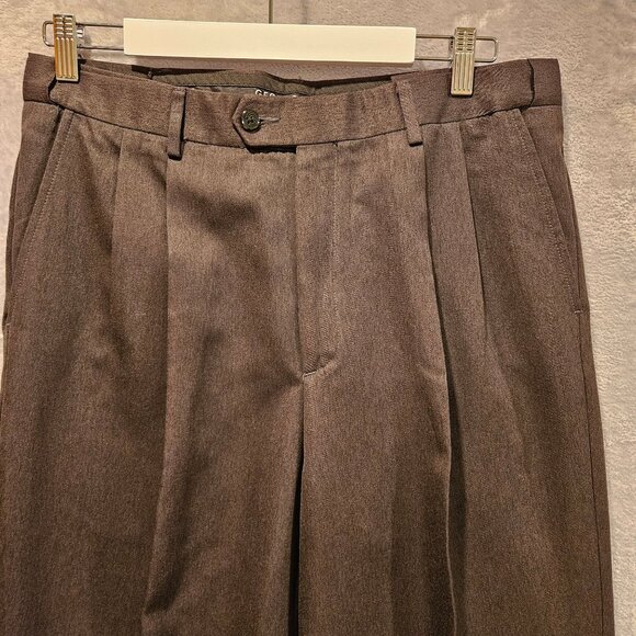 George Pants Mens 34x30 Dark Grey Slacks Pleasted Cuffed hidden elastic - Picture 7 of 16